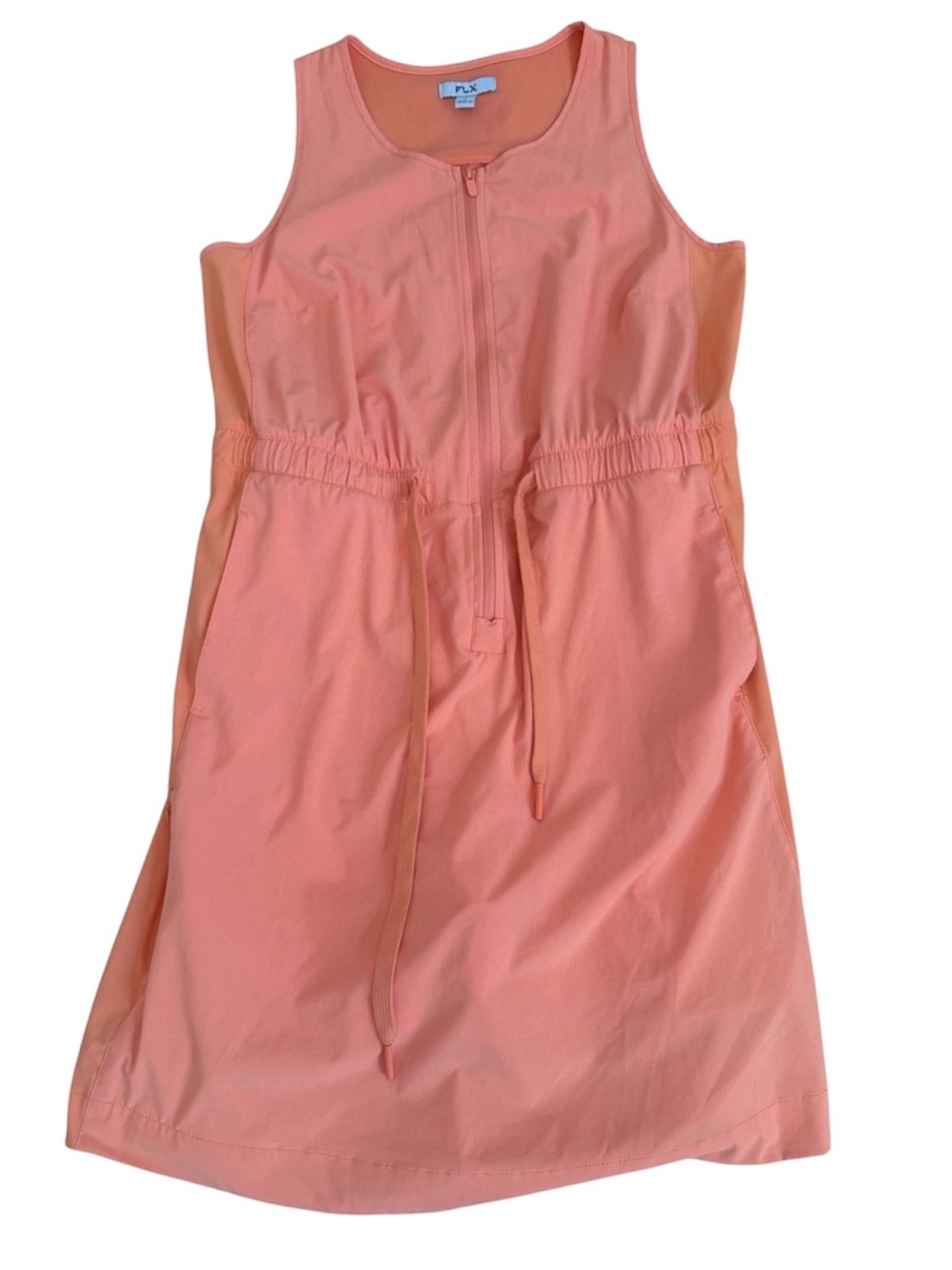 FLX Woven Active Tank Dress with Built-In Shorts Coral /Peach / tangerine Size S